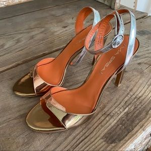 Via Spiga Mixed Metallic Strappy Heels Size 7.5